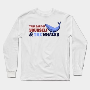 Save the Whales and Take Care of Yourself Groovy Retro Wavy Long Sleeve T-Shirt